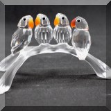 C35. Swarovski Crystal four parrots on branch. 